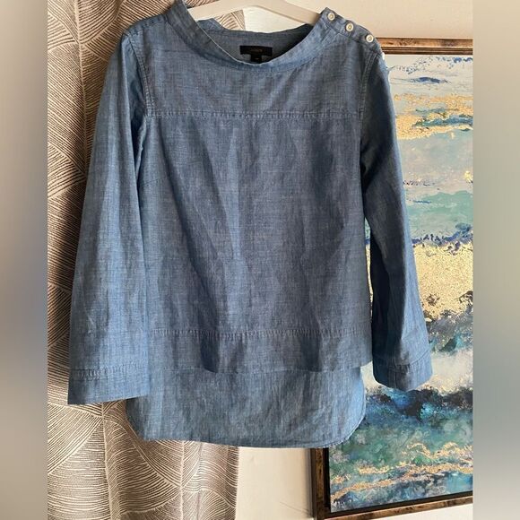 J crew light blue long sleeve blouse size 4p - Picture 1 of 8